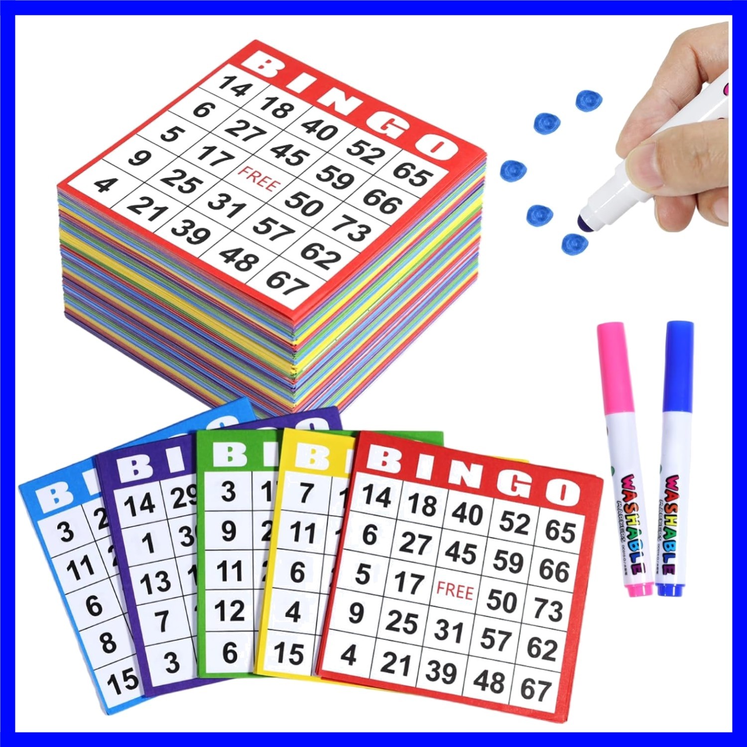Portable 500 Sheet Bingo Game Set - 100 Colorful Books, Easy to Play Anywhere