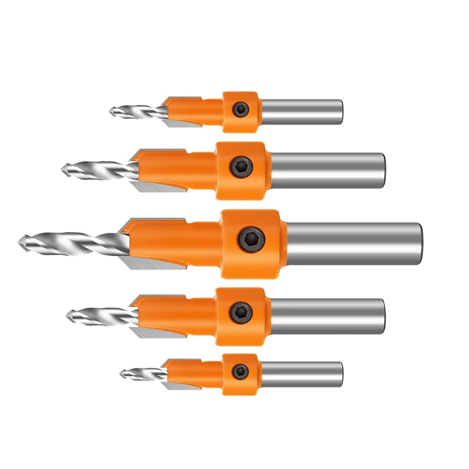 5pcs Countersink Drill Bits with Replaceable Hexagon Handle for Easy Maintenance