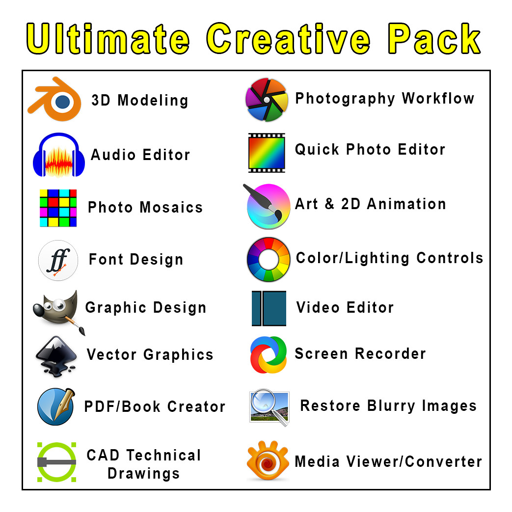 Ultimate Creative Pack (16 Professional Design & Media Tools) (USB or DVD)