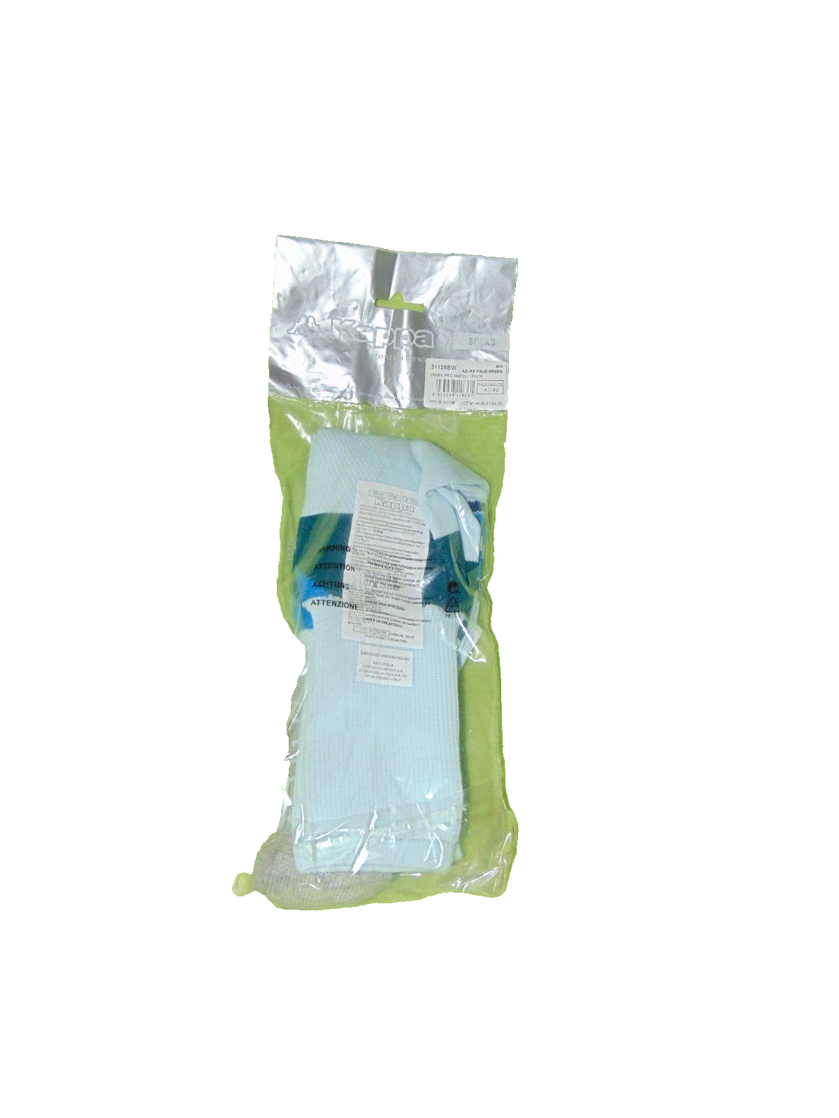 Kappa Spark Napoli Socks 1 Pair Size 11 New Azure Pale Green
