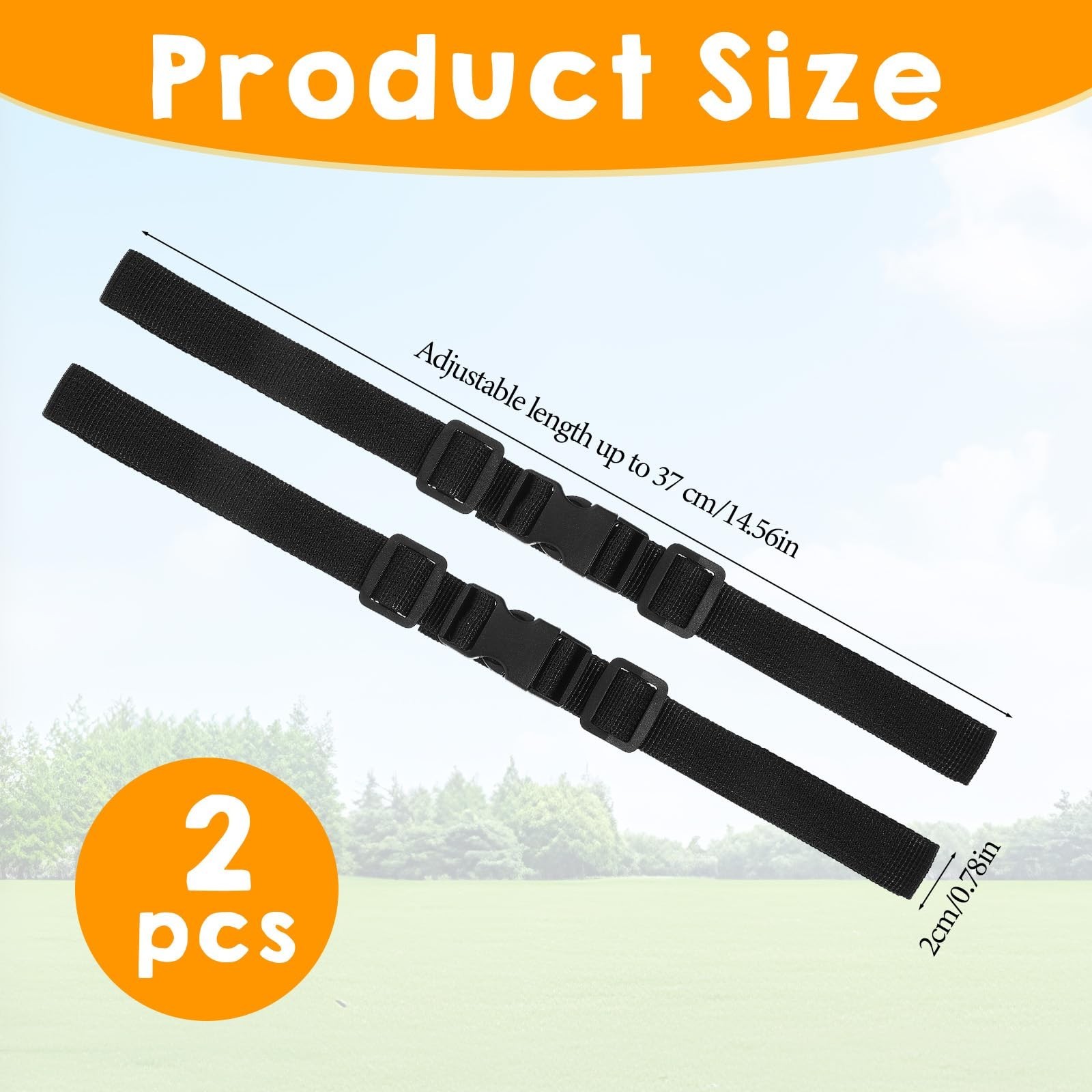 2 Pack Adjustable Backpack Chest Strap, Sternum Straps for Backpacks, Black