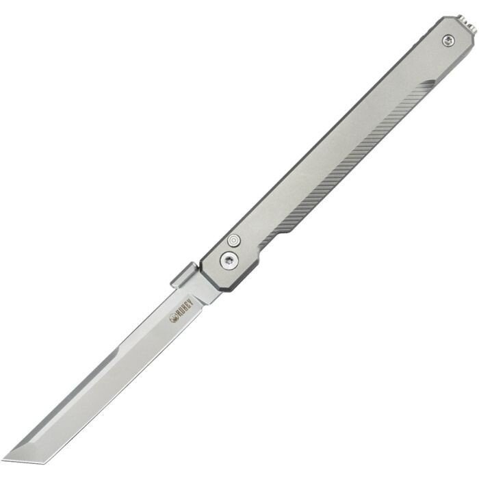 Kubey Prism Folding Knife Sandvik 14C28N Steel Silver Titanium Handle - KB243A