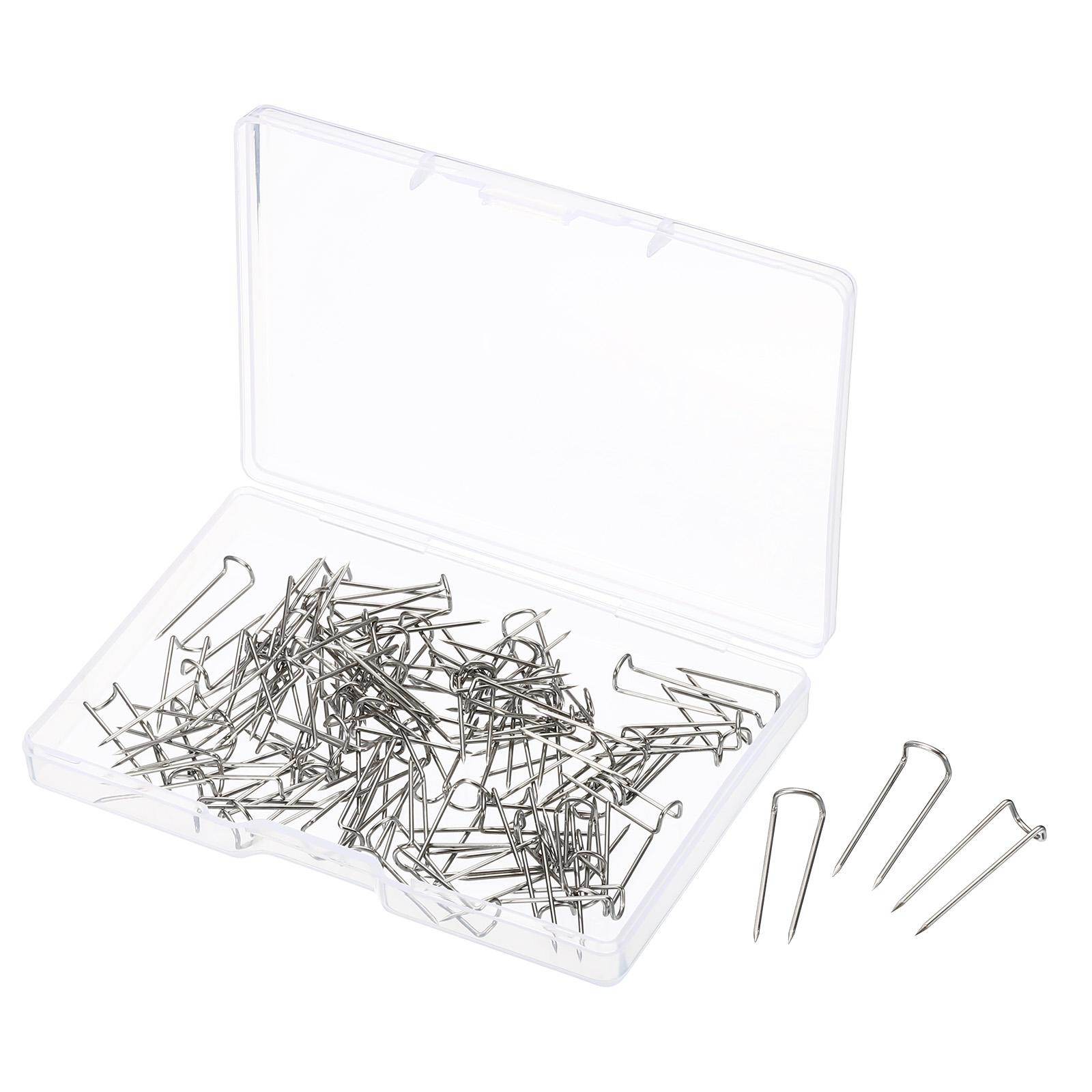 100Pcs U-Pins Steel Dressmaker Ornament Quilting Fork Pin for Craft Silver