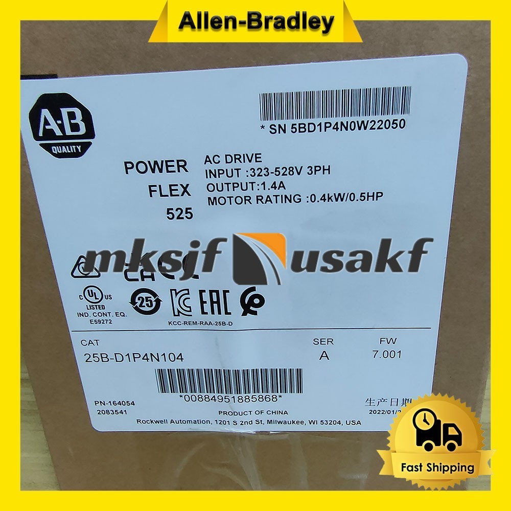 New Sealed AB 25B-D1P4N104 PowerFlex 525 0.4kW (0.5Hp) AC Drive US Free tax