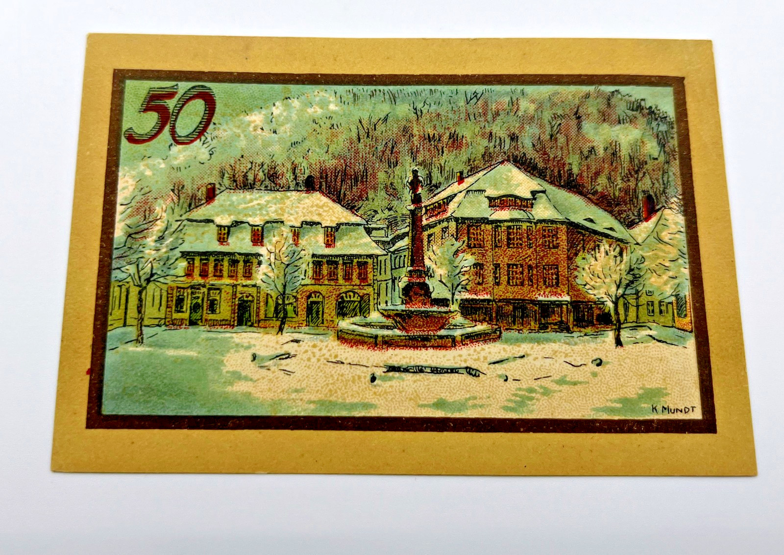 1922 Suhl Stadt Germany 50 Pfennig Notgeld Paper Currency UNC Uncirculated