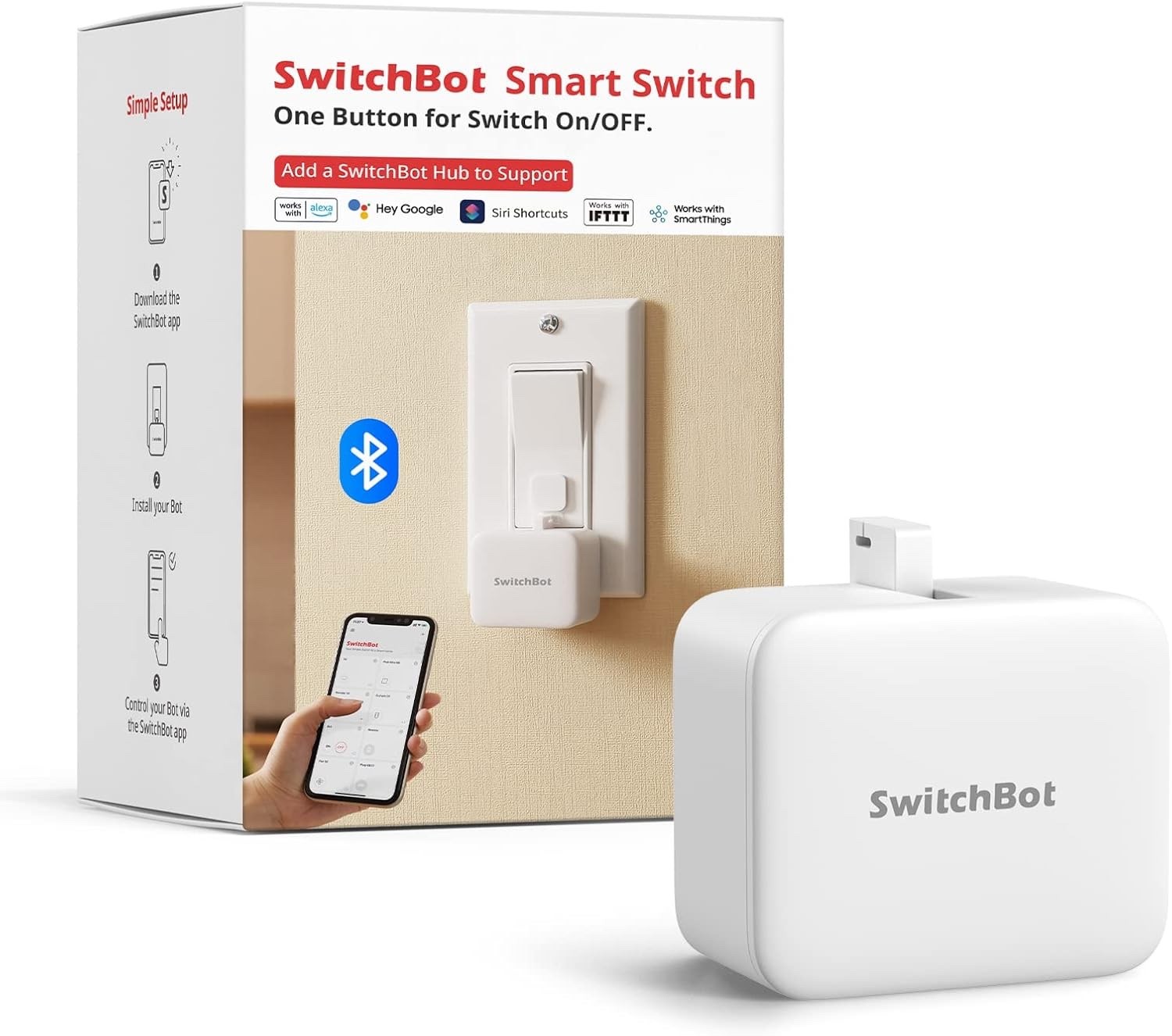 Switchbot Smart Switch Button Pusher (Bluetooth) – Fingerbot for Rocker Switch