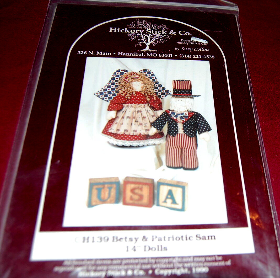 14" Betsy (Angel) & Patriotic Sam Dolls by Hickory Slick & Co. - NEW