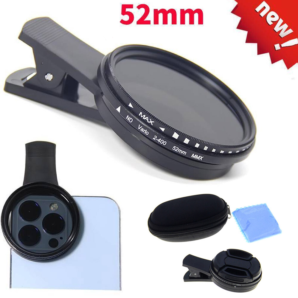 52mm Lens Filter ND2 To ND400 Lens+clip+lens cover+bagFor Phone Camera Kit USA