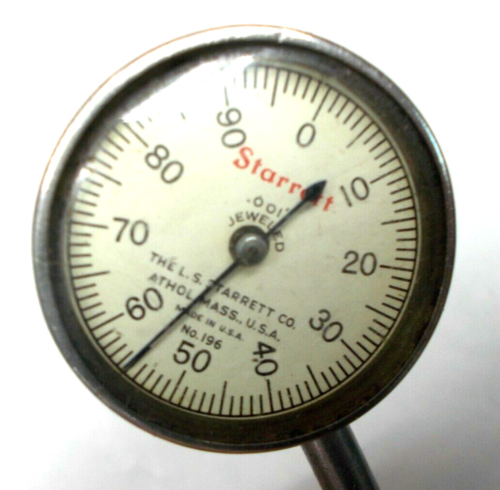 Test Indicator Set, L.S. Starrett Dial Test Indicator (.001") No. 196 Set, USA