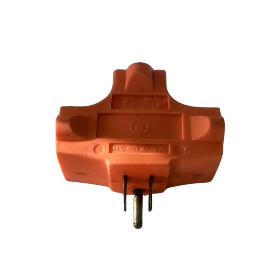 GE Orange Rubber 3-Outlet Appliance Plug Multi Tap 1-1/8" Width Heavy Duty