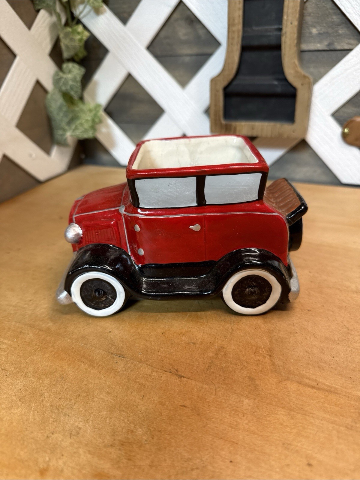 Burton & Burton Red Car w/ Rumble Seat Planter