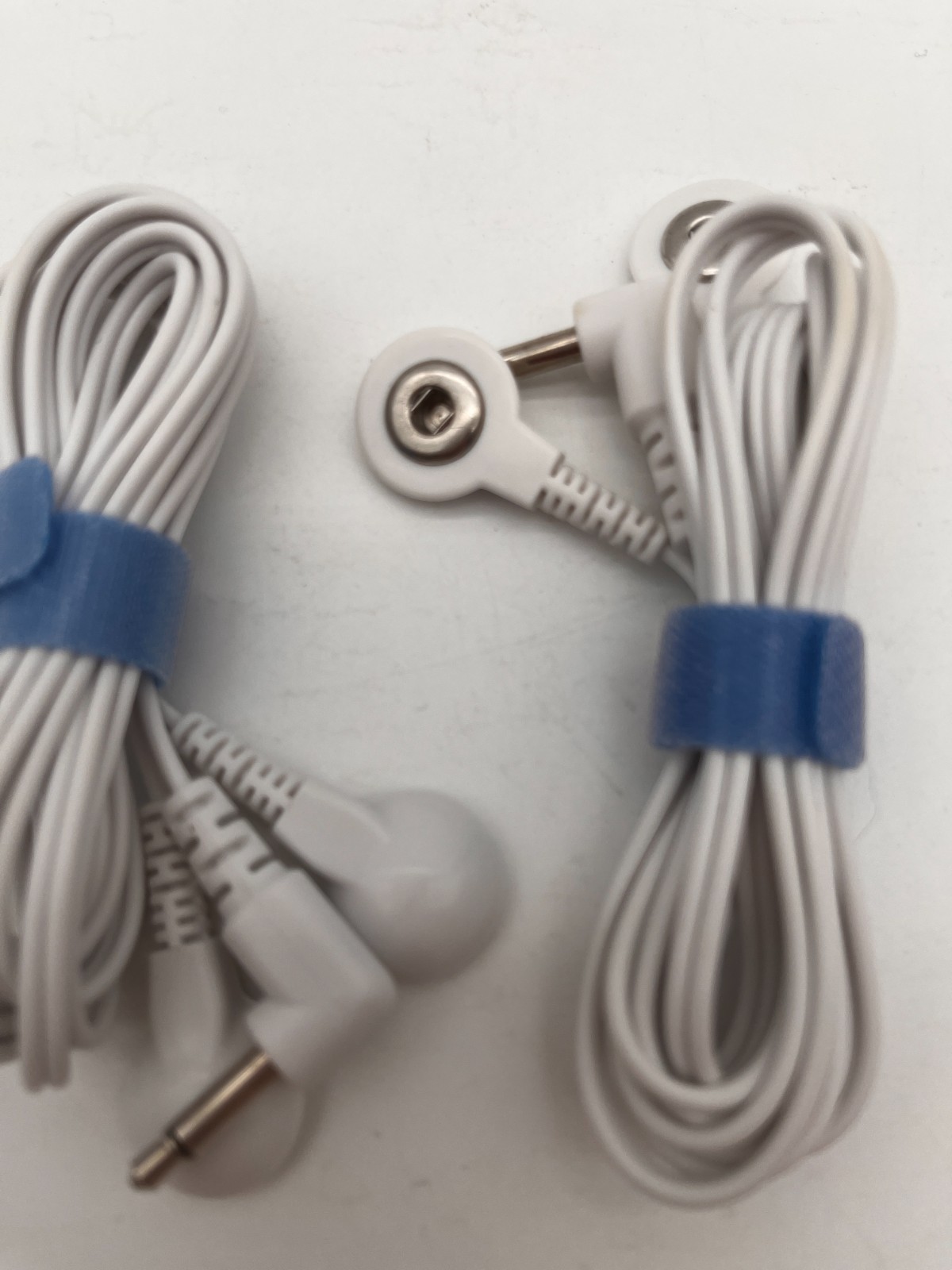 2X White TENS EMS Electrode Lead Wires with Snap Connectors Replacement Cables