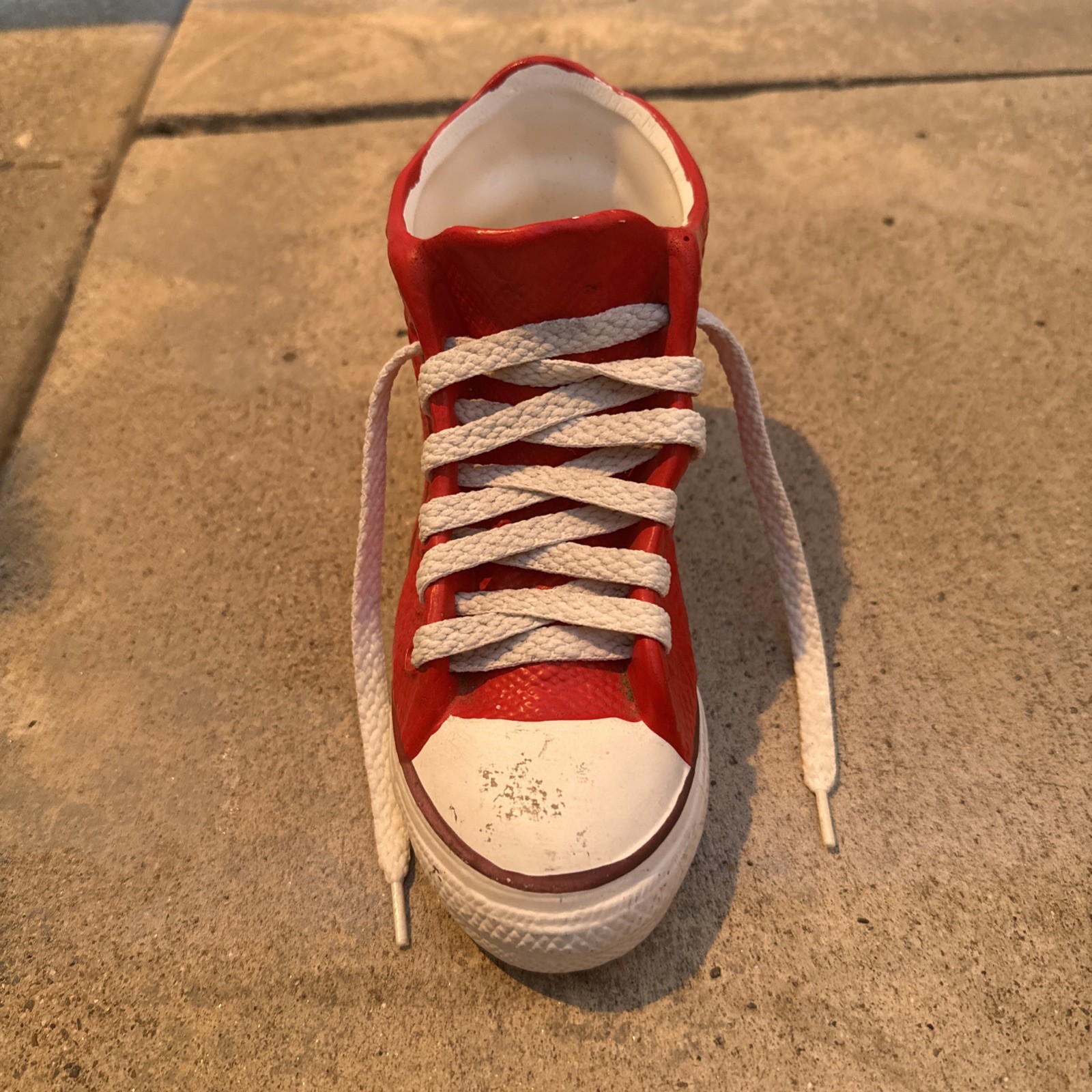 Vintage Red And White Converse Planter