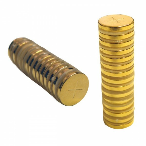 MAGNETIC HEALTH DISCS - NEODYMIUM N50 - RARE EARTH - (15) 1/2 INCH X 2MM GOLD