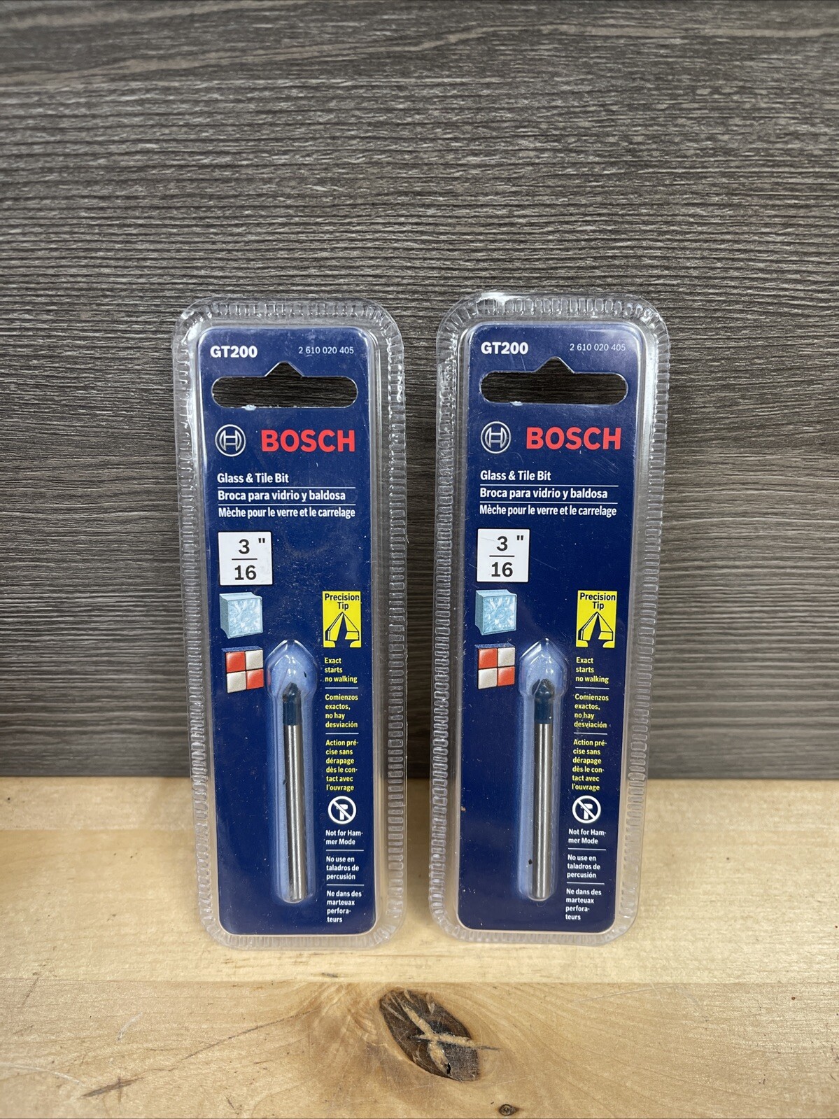 2 Pack Bosch GT200 2610020405 3/16" Glass and Tile Bit New
