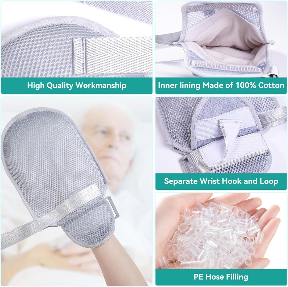 2 Pcs Restraint Gloves for Dementia Patients Elderly Care Autistic Child Safety