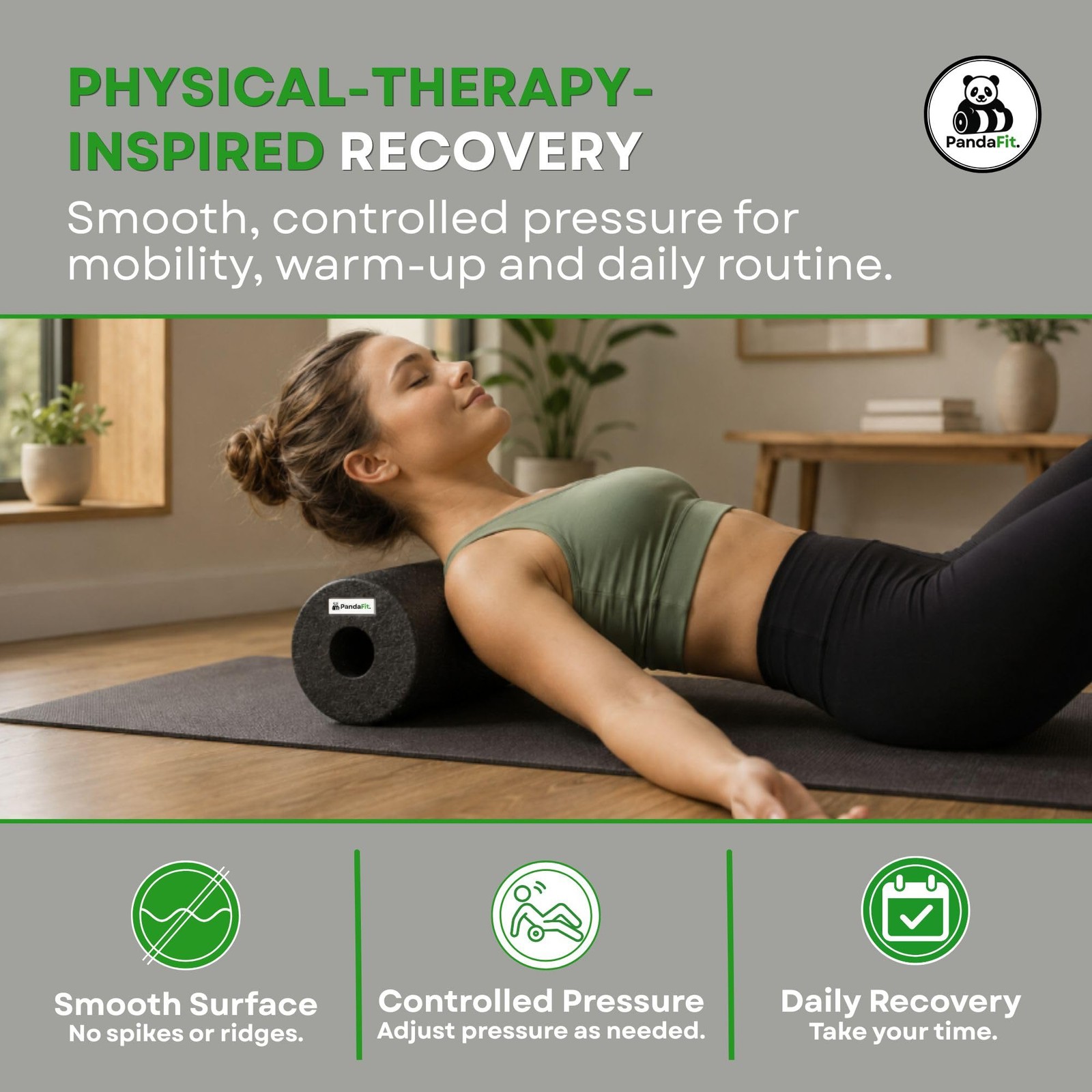 Foam Roller Set for Physical Therapy, 5-in-1 Smooth Roller Kit with Large Rol...