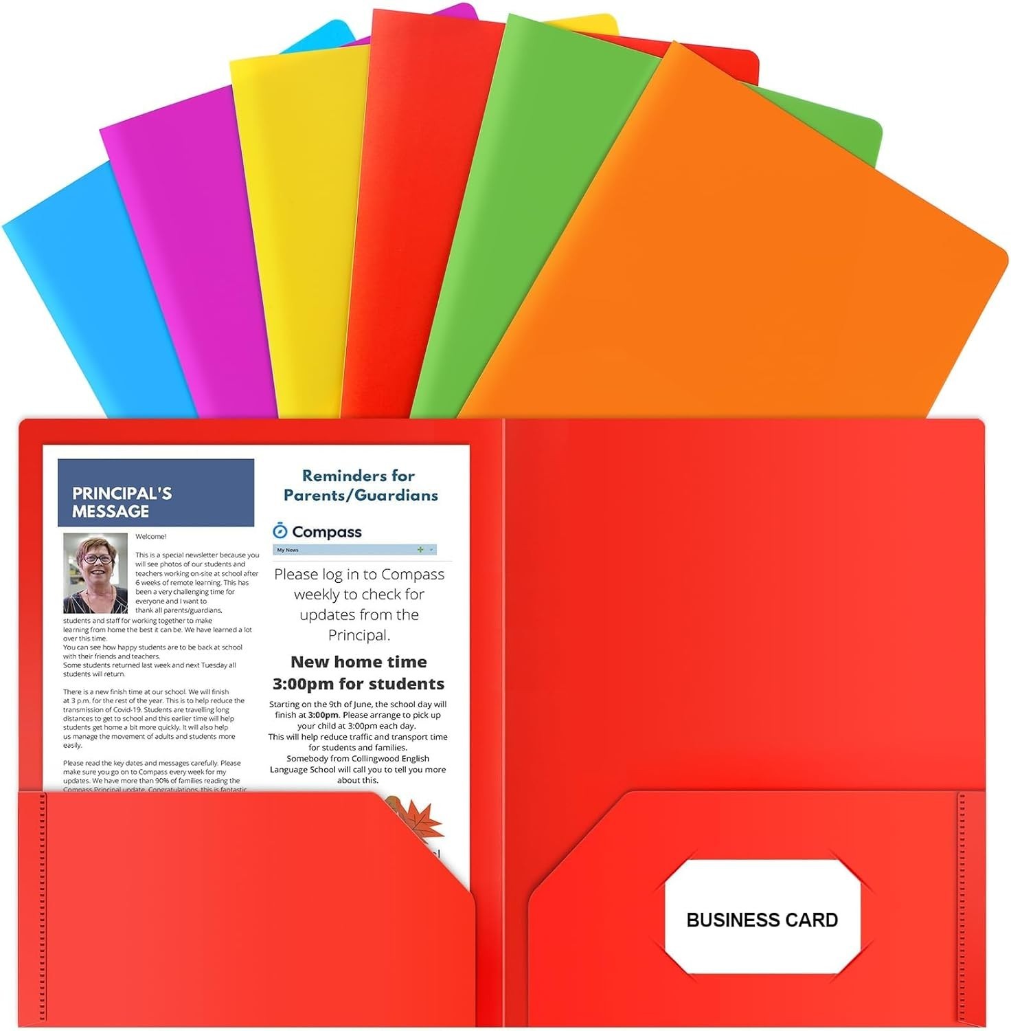 HABGP Plastic Folders with Pockets 6 Color Heavy Duty Two Pocket Folder Busin...