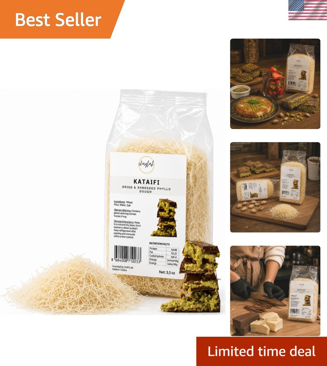 Dried Kataifi Shredded Fillo Dough 3.5 oz - Elevate Your Dessert Creations