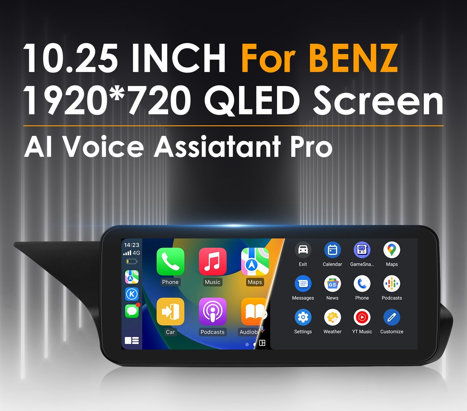 10.25" Android13 Screen GPS navigation Stereo Carplay for Mercedes E W212 32GB