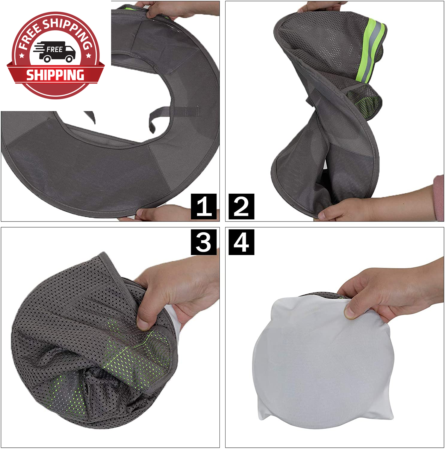 3 Pack Hard Hat Sunshield Upgrade Full Brim Neck Sunshade Cover - GREY