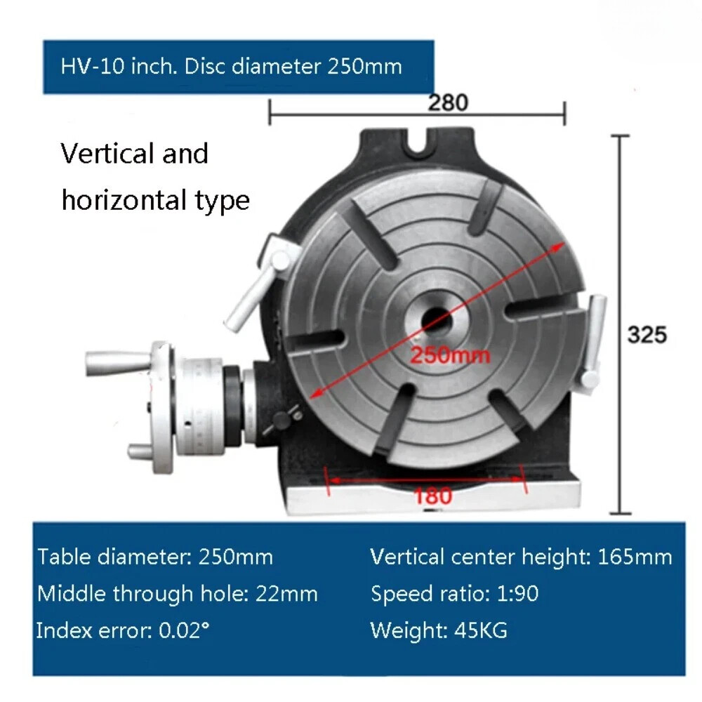 V-10 Milling Machine Horizontal Indexing Plate Milling Machine Rotary Table DivH