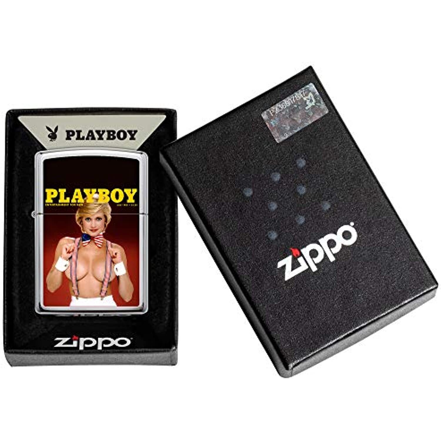 Zippo Playboy Cover July 1985 Pocket Lighter, High Polish Chrome, One Size