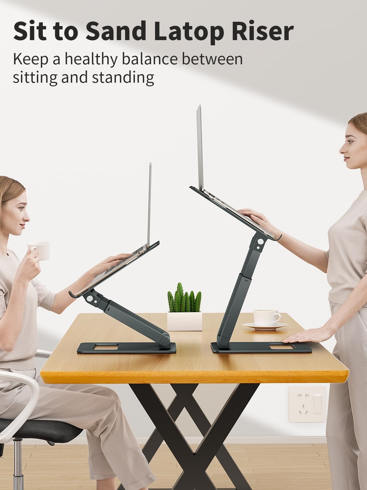 Laptop Stand for Desk Adjustable Height, Telescopic Computer Stand with Pull ...