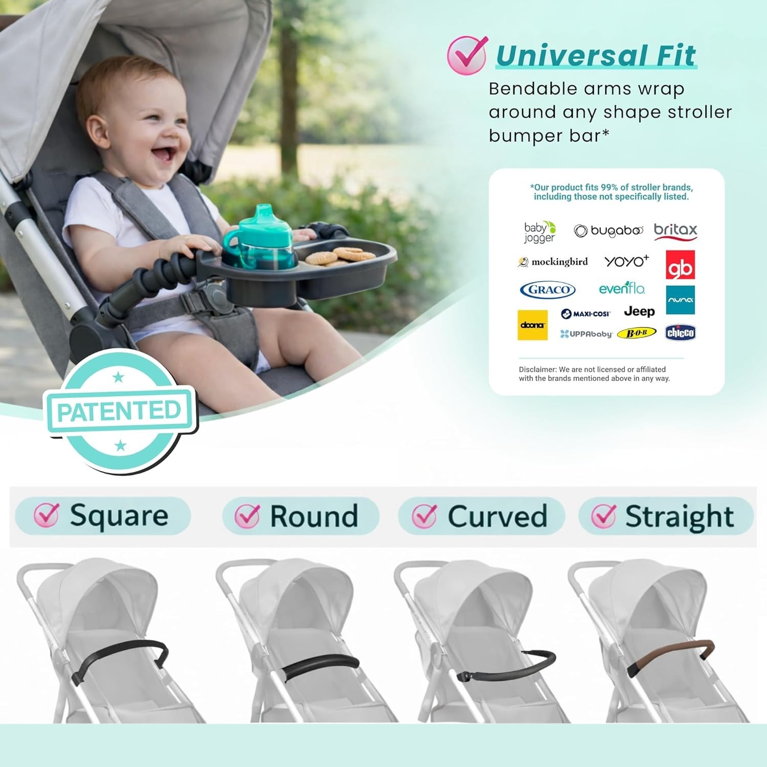 Snack Tray for Strollers: Easy Install & Dishwasher Safe - Perfect for Outings