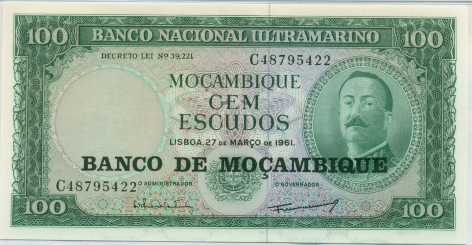 S-DS11 - Mozambique Ten (10) x 100 Escudos 1976 Uncirculated Banknotes P. 117