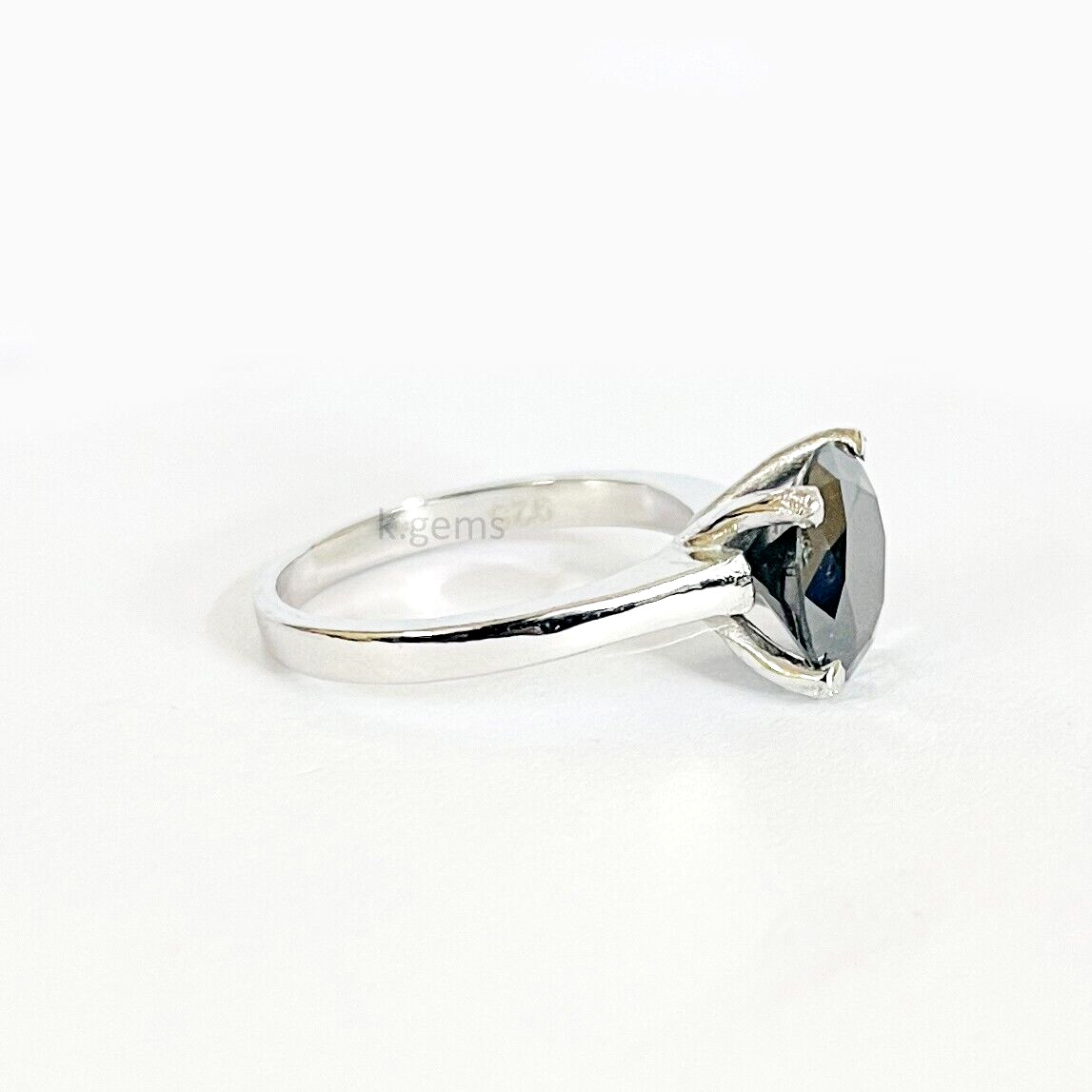 Simplistic Design 3.50 Ct Black Diamond Ring, 925 Sterling Silver AAA Certified