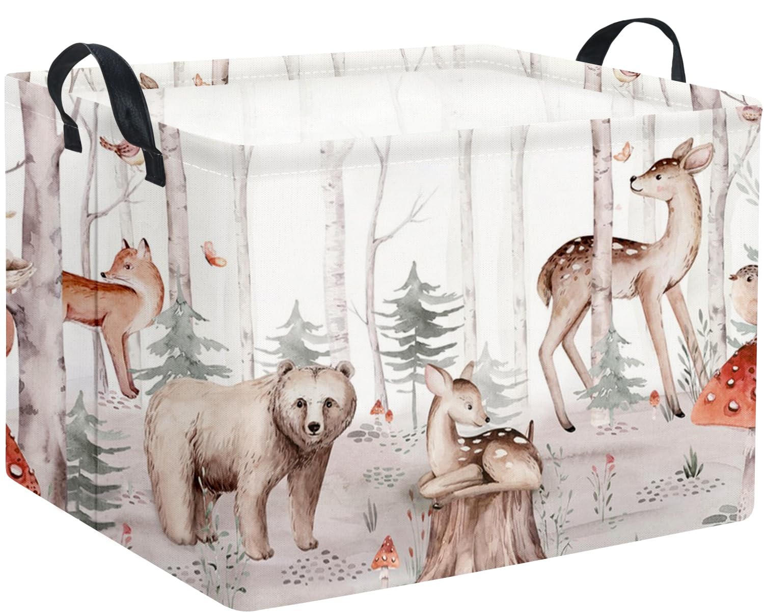 Rectangular Woodland Animal Basket Kids Baby Storage Basket Cute Storage Bin ...