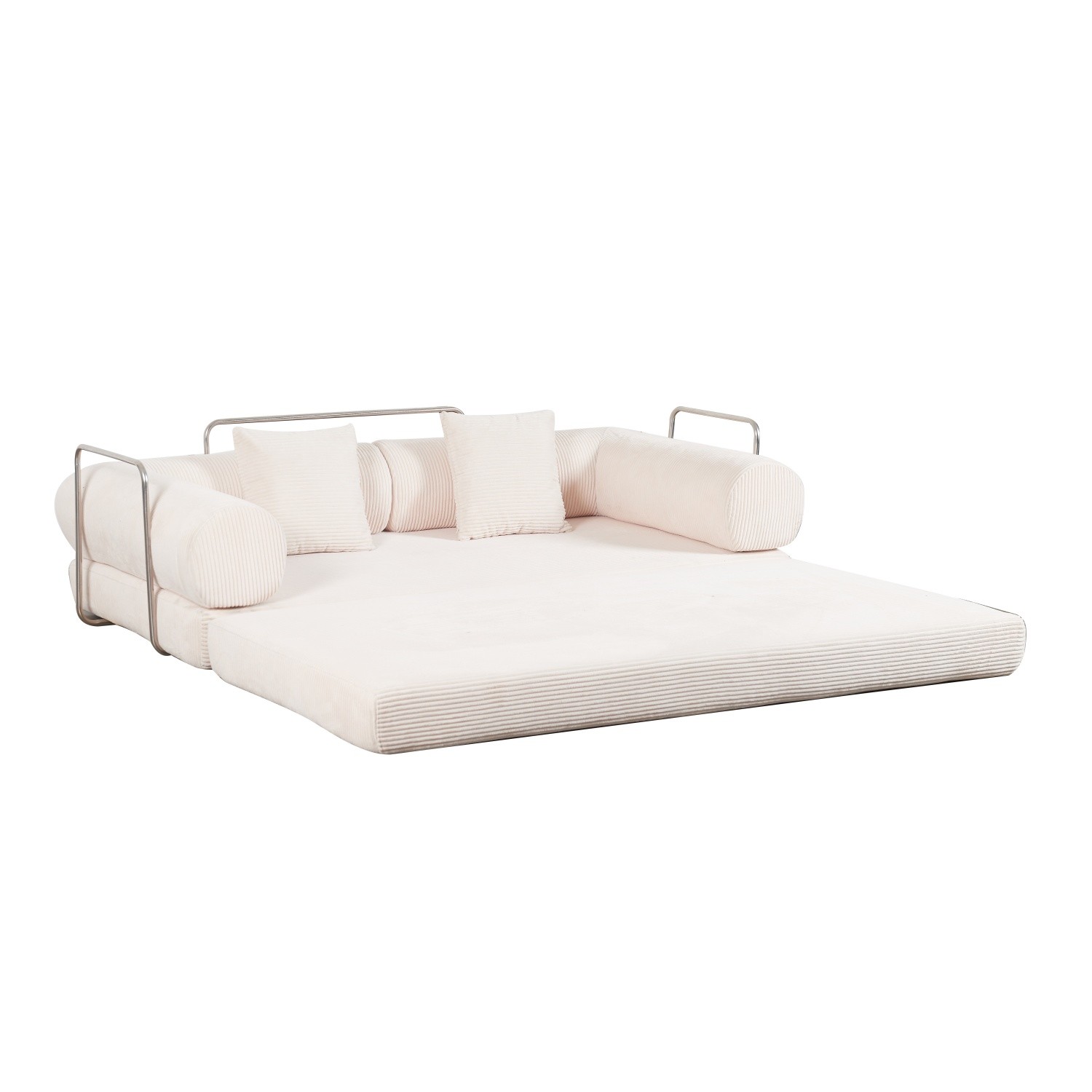 Folding Sleeper Sofa Bed Floor Compression Sofa w/ Metal Frame for Small Space