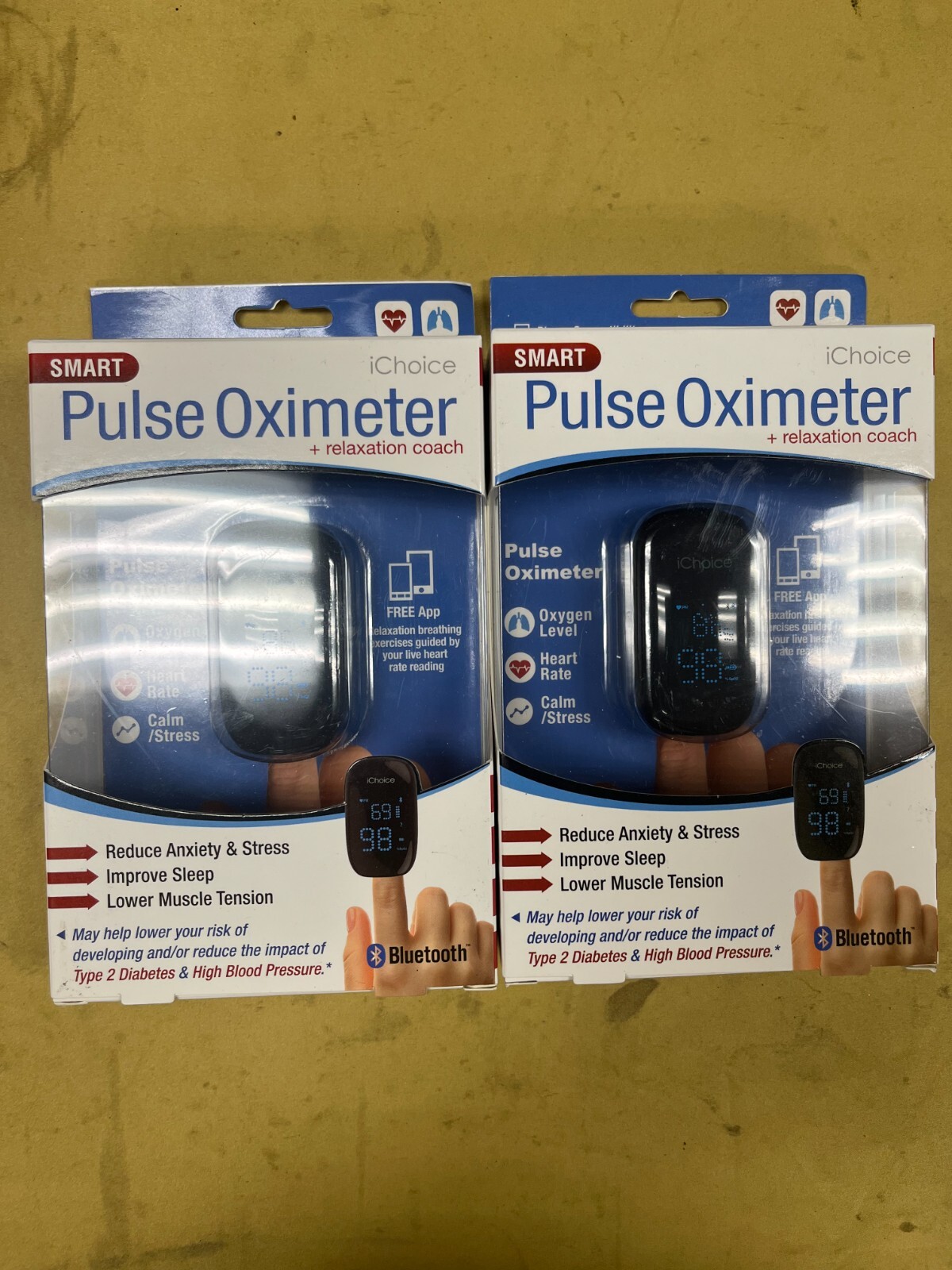 2 New Smart Pulse Oximeter + Relaxation Coach with Bluetooth - Model OX200
