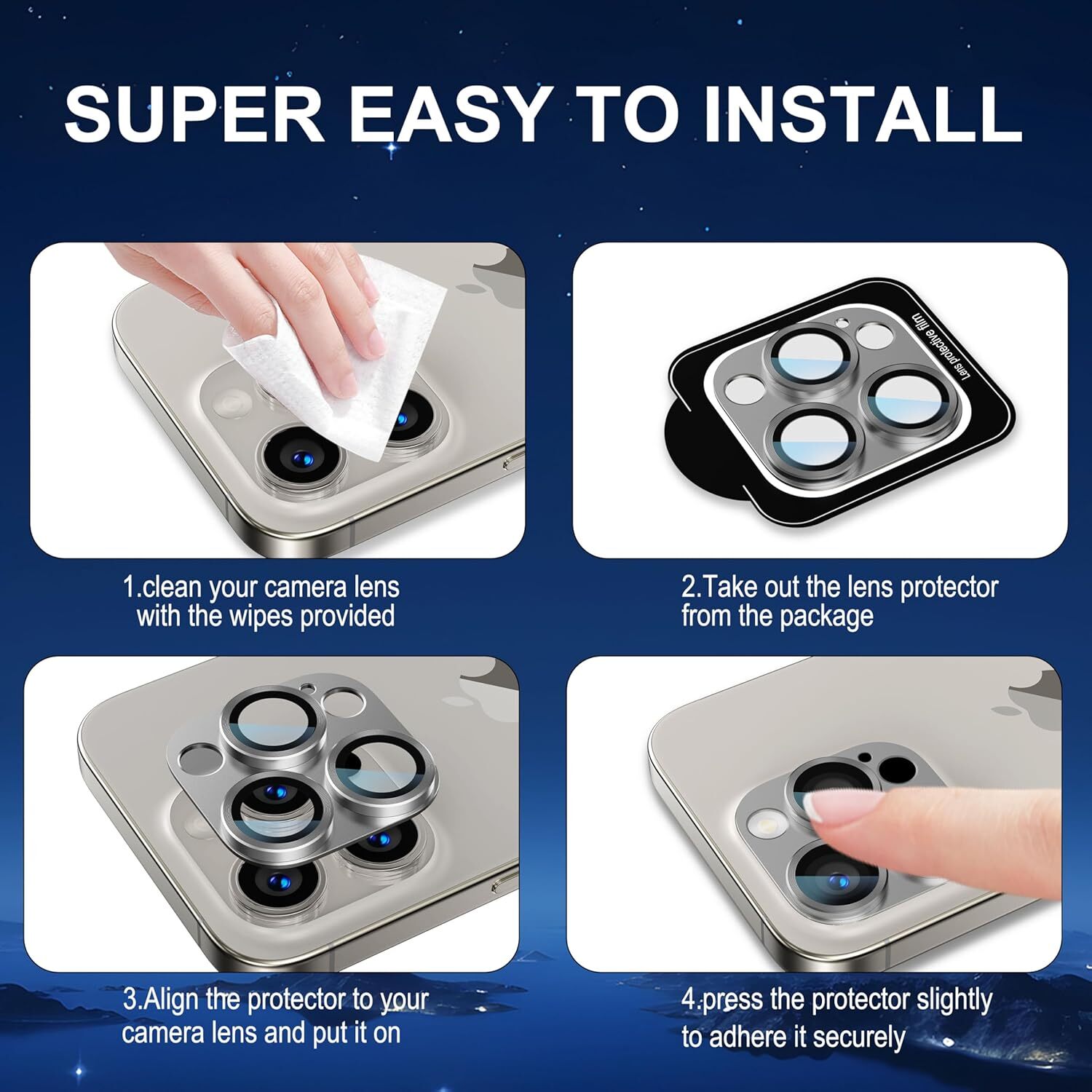 For iPhone 16 Pro Max/16 Pro/16 Plus/16 Tempered Glass Camera Lens Protector