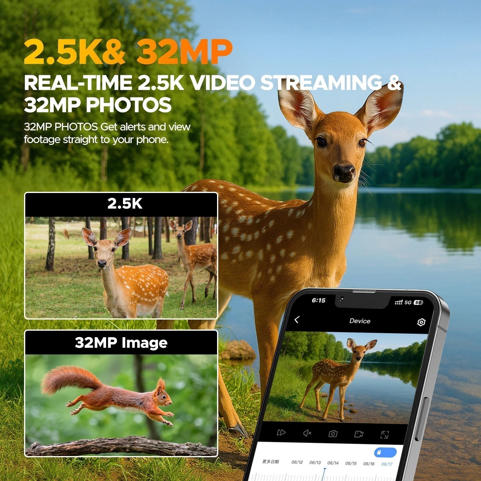 Cellular Trail Camera, 3rd Gen Solar Powered Game Cameras with Motion Activated