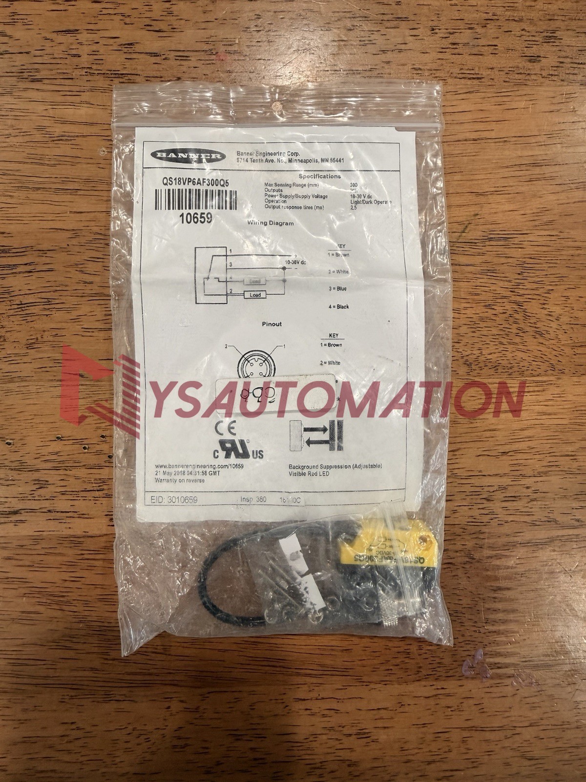 Banner Engineering QS18VP6AF300Q5 / 10659 Photoelectric Sensor, 300mm, PNP (OEM)
