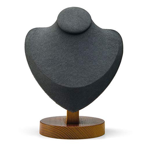Premium Wood Necklace Display Stand Jewelry Showcase Display Bust Grey