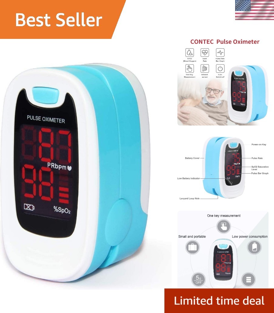 Lightweight Oxygen Monitor with Long Battery Life and Comfortable Fingertip Clip