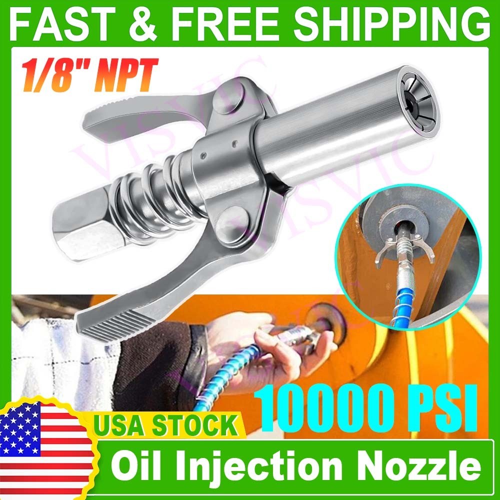 Double Handle High Pressure Grease Gun Coupler Quick Release Lock Oil Nozzles