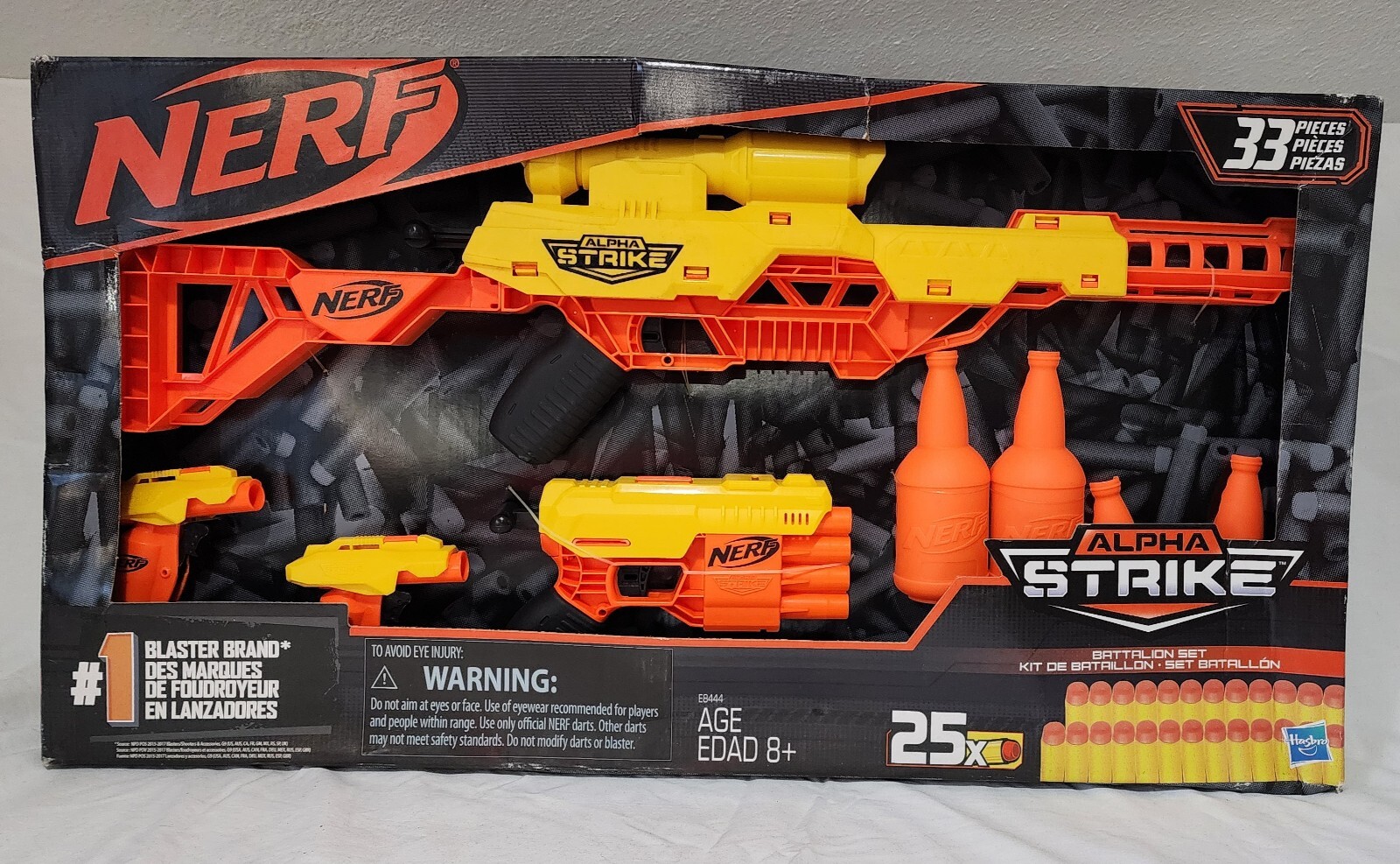 NERF Alpha Strike Battalion Set w/ Rifle, 3 Pistols, 2 Targets & 25 Darts NIB
