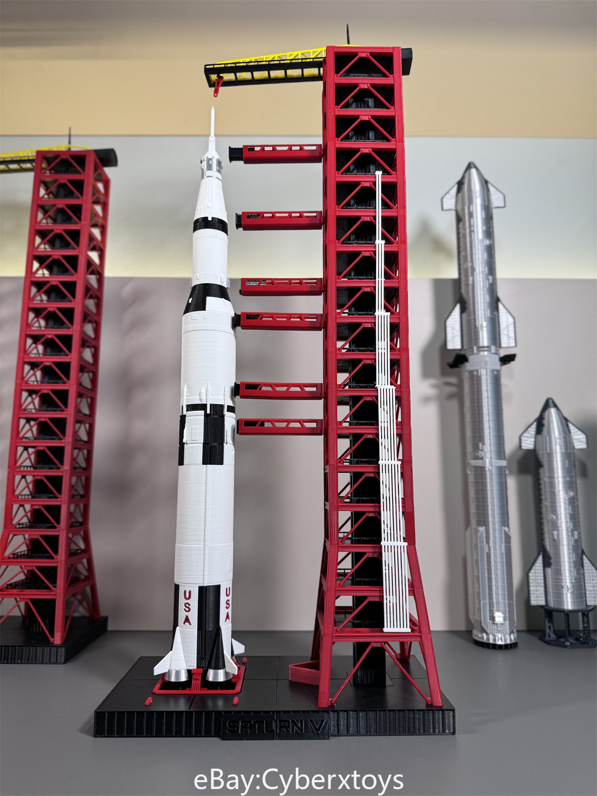 1/200 Scale NASA Saturn V with Launching Tower Frame Model 3D Build Painted