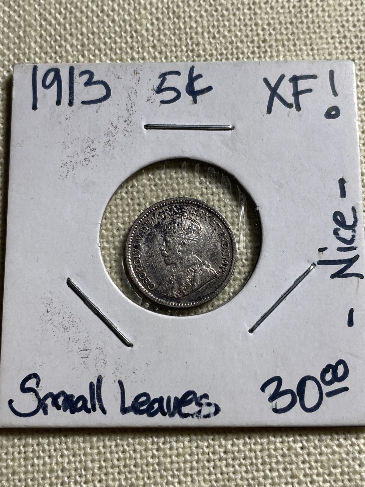 Canada 1913 5 Cents Silver