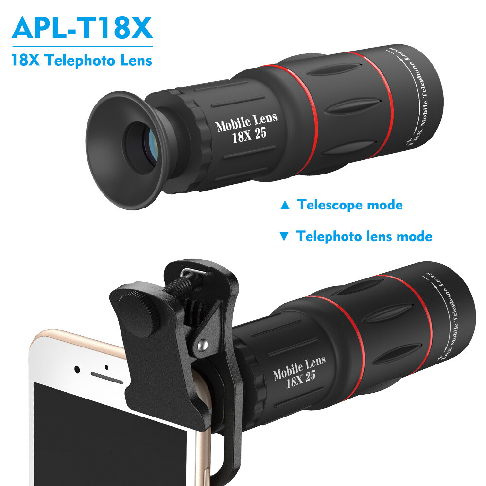APEXEL 18X Telescope Zoom Lens Monocular Phone camera Lens With Clip for Phones