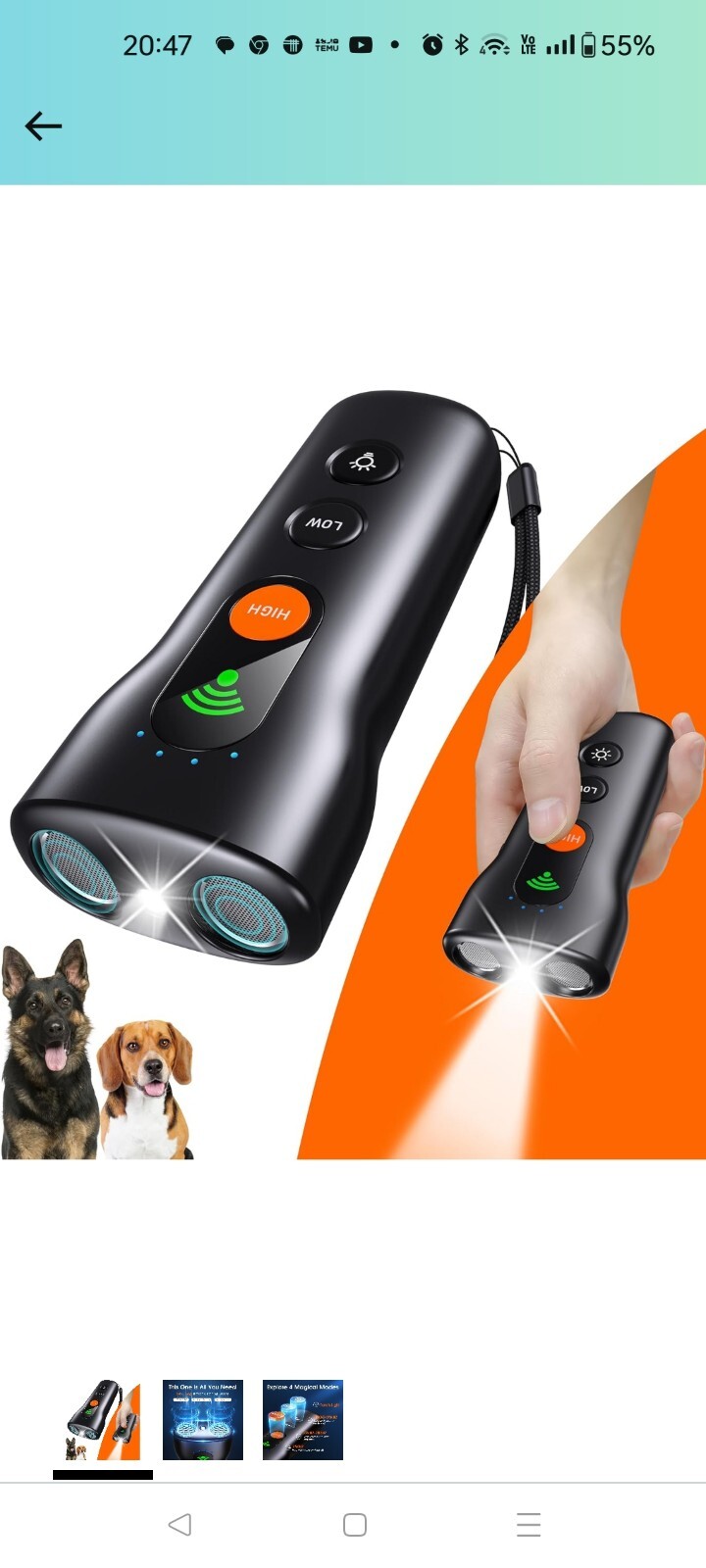 Dog Bark Deterrent Devices 3 in 1,Anti Barking Device for Dogs Dual...