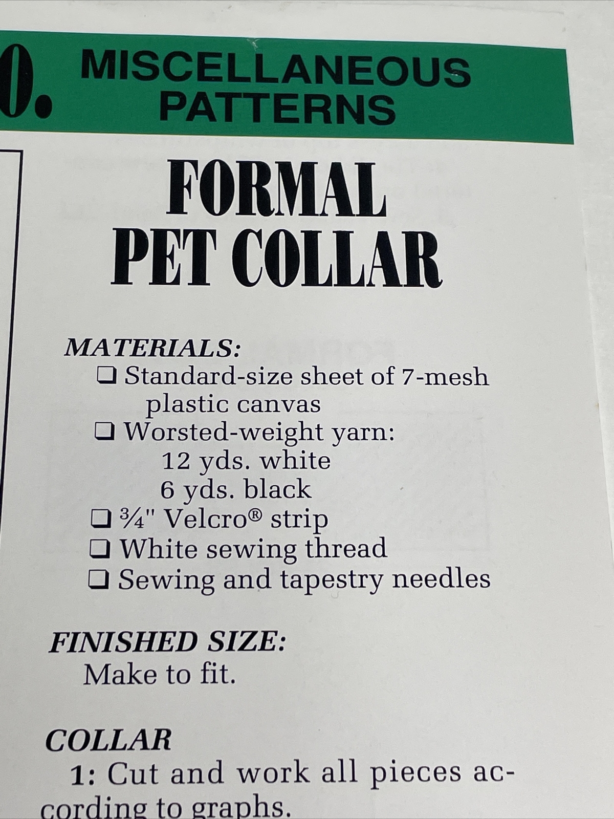 Pet Collars Formal & Country Annie's Plastic Canvas Pattern