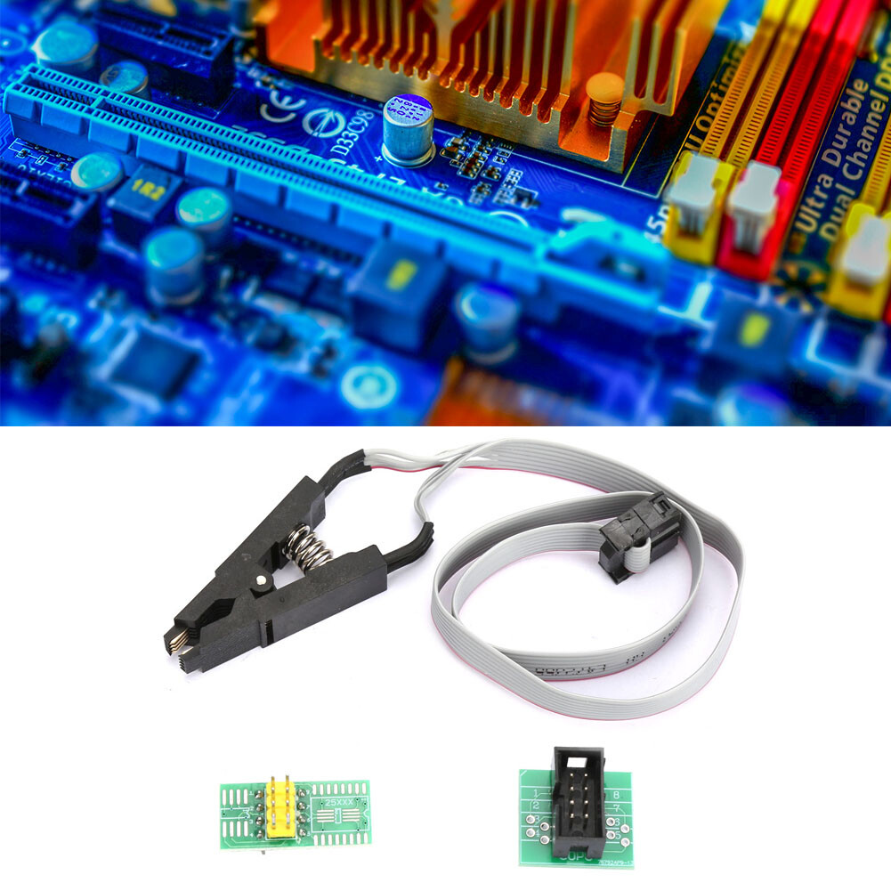 SOIC8 SOP8 Flash Chip IC Test Clip Programming Socket Adapter Board Cable CAD