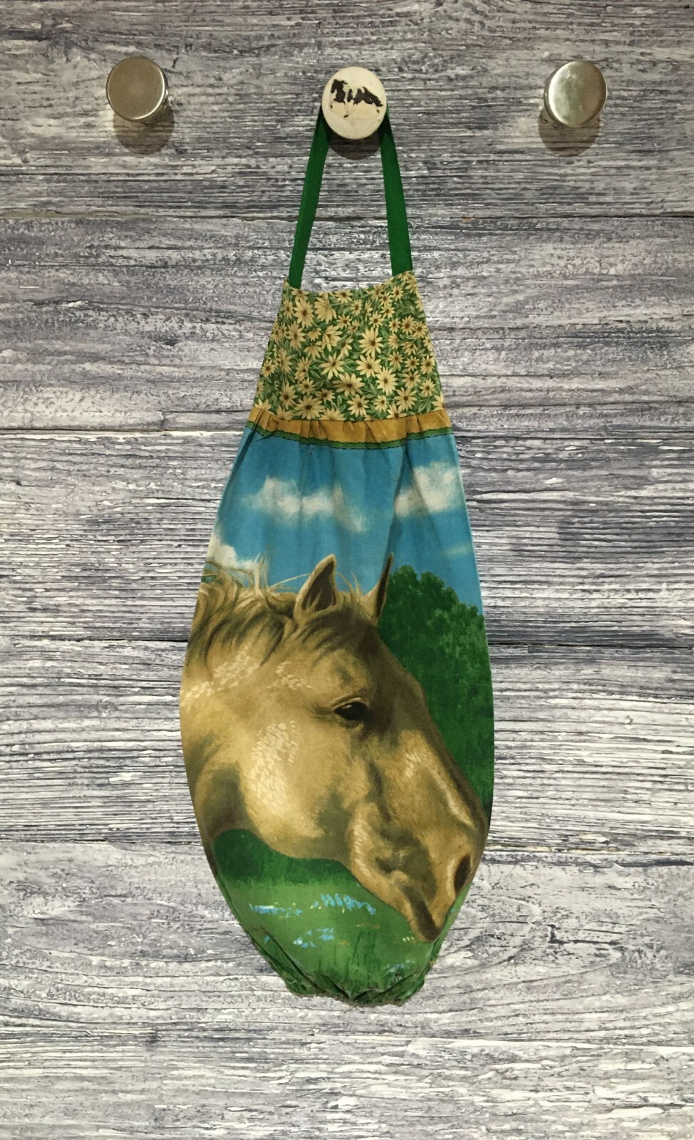 Plastic Grocery Bag Rag Sock Holder Palomino Horse Head Right Profile Blue Sky