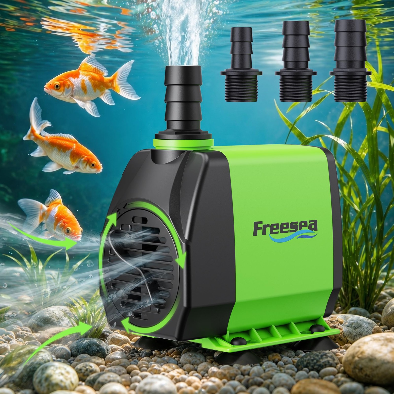 800gph Small Pond Pump: 45w Adjustable Flow Circulate 500-1200 Gal Pond 1-2 T...