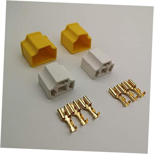 2X Female Ceramic Socket Plug Kit w/Terminals For 7” Round Lamps H4 Headlight